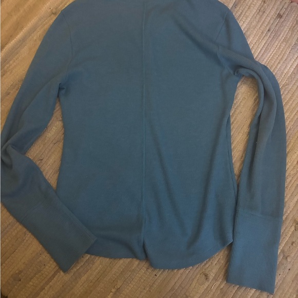 American Eagle Outfitters Teal Waffle Knit Henley - Picture 2 of 3